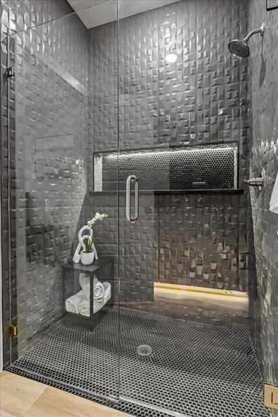 Bathroom with an enclosed shower