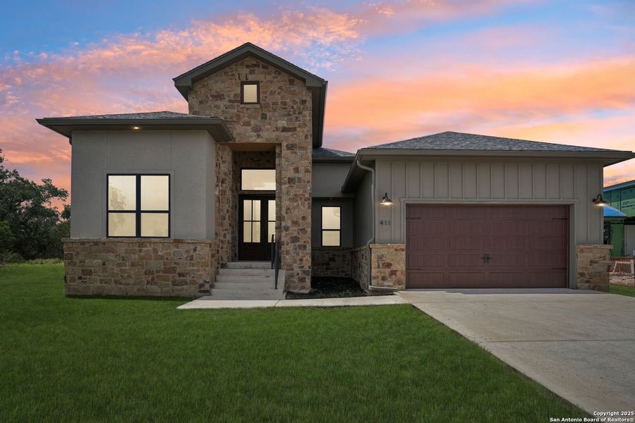 Front exterior of a new home in , Blanco, TX, highlighting curb appeal (Image 20). Front exterior of a new home in , Blanco, TX, highlighting curb appeal (Image 20).