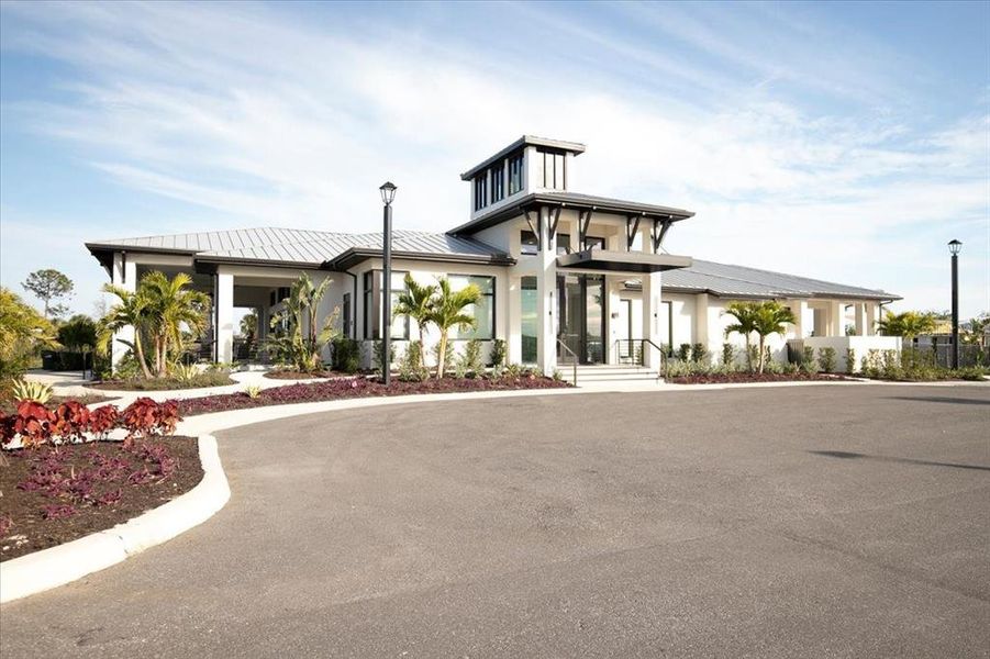 Front exterior of a new home in Sunstone at Wellen Park, Venice, FL, highlighting curb appeal (Image 23).