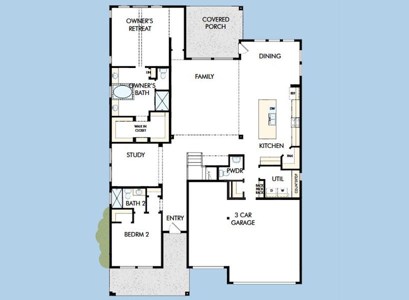 2D floor plan layout for the The Rockwall by David Weekley Homes in Prairieland Village 60' Homesites, Cypress, TX (Image 3).