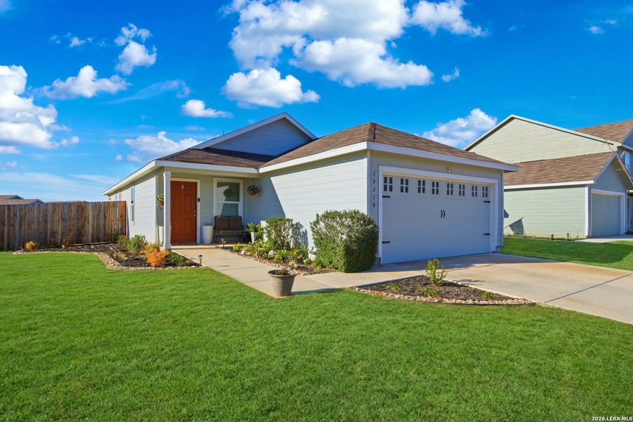 Front exterior of a new home in Mission del Lago, San Antonio, TX, highlighting curb appeal (Image 1). Front exterior of a new home in Mission del Lago, San Antonio, TX, highlighting curb appeal (Image 1).