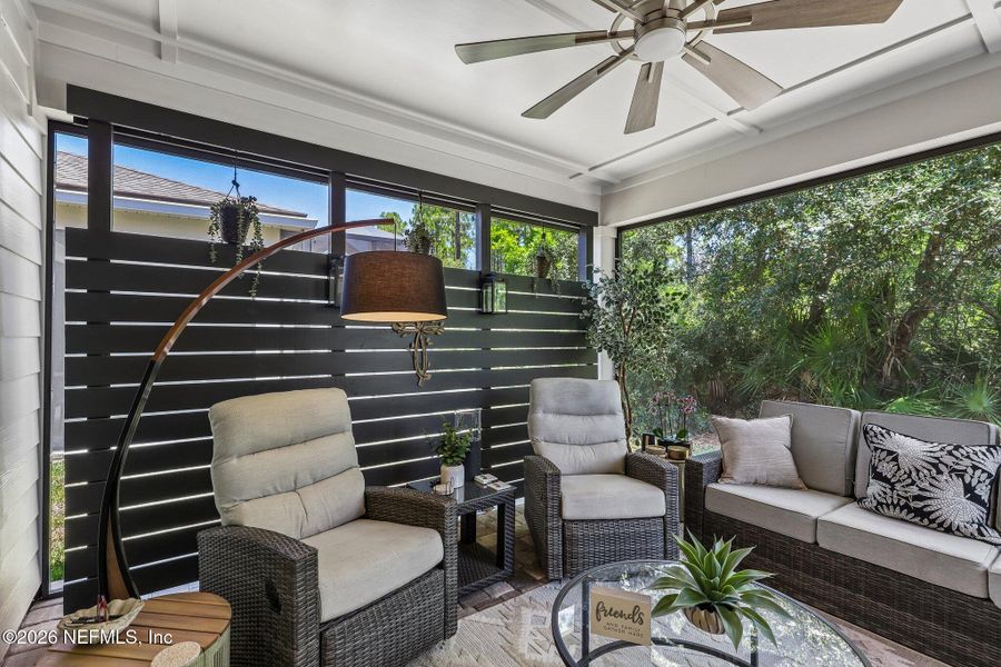 Exterior details and patio area of a home in Del Webb Nocatee, Ponte Vedra (Image 4).