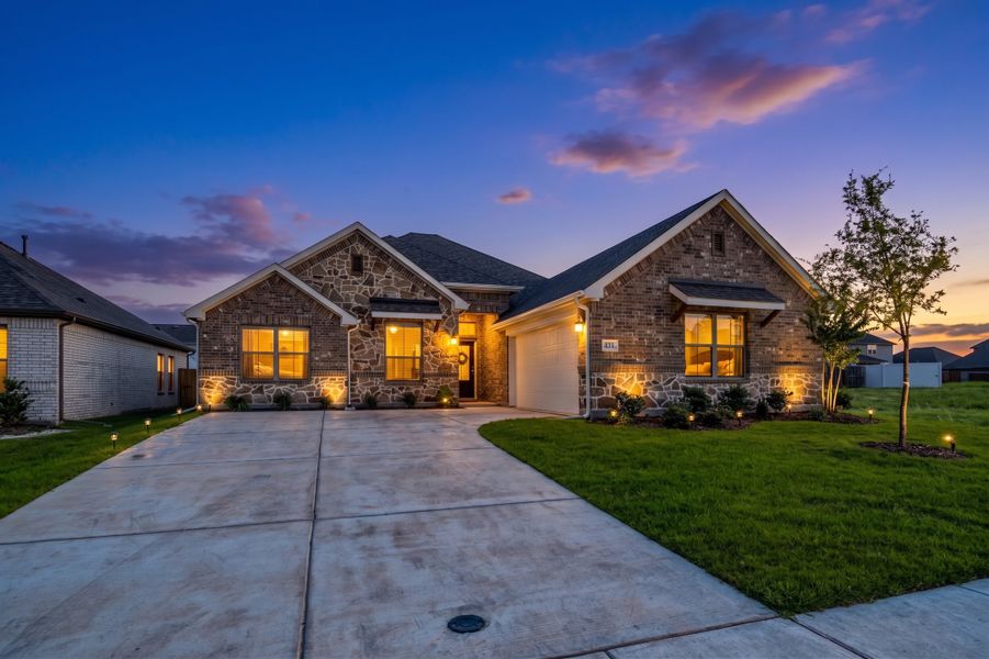 Front exterior of a new home in Summerwood, Red Oak, TX, highlighting curb appeal (Image 22).
