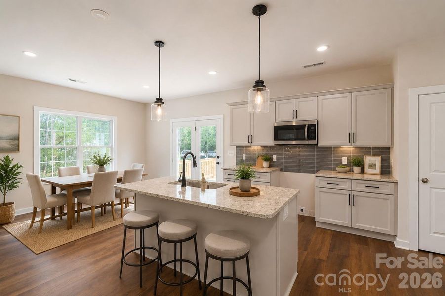 Virtually Staged Kitchen and Dining Area