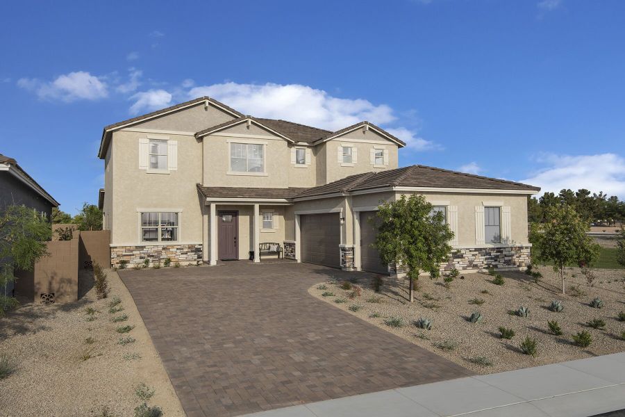 Representative exterior photo of a completed home built from the Mahogany by Mattamy Homes in Miravida, Surprise, AZ (Image 23).