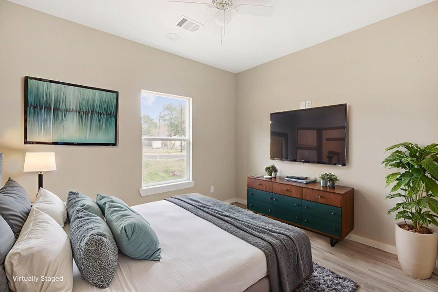 3rd bedroom digitally staged as bedroom