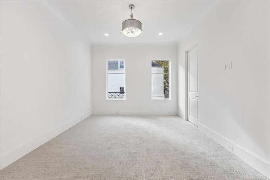 Second-floor bedroom with en-suite bathroom and spacious closet and complete with Shaw carpet in color Pearl with memory foam padding upgrade.