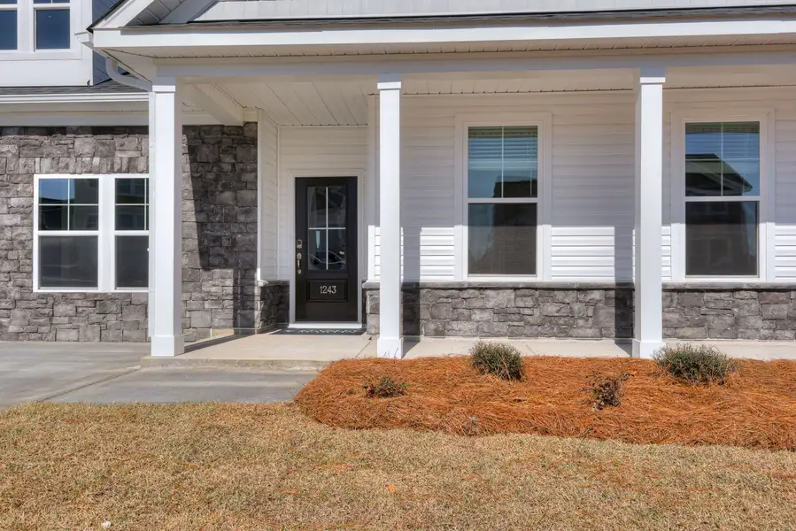 Exterior details and patio area of a home in The Beacon at Old Peachtree Single Family Homes, Lawrenceville (Image 80).