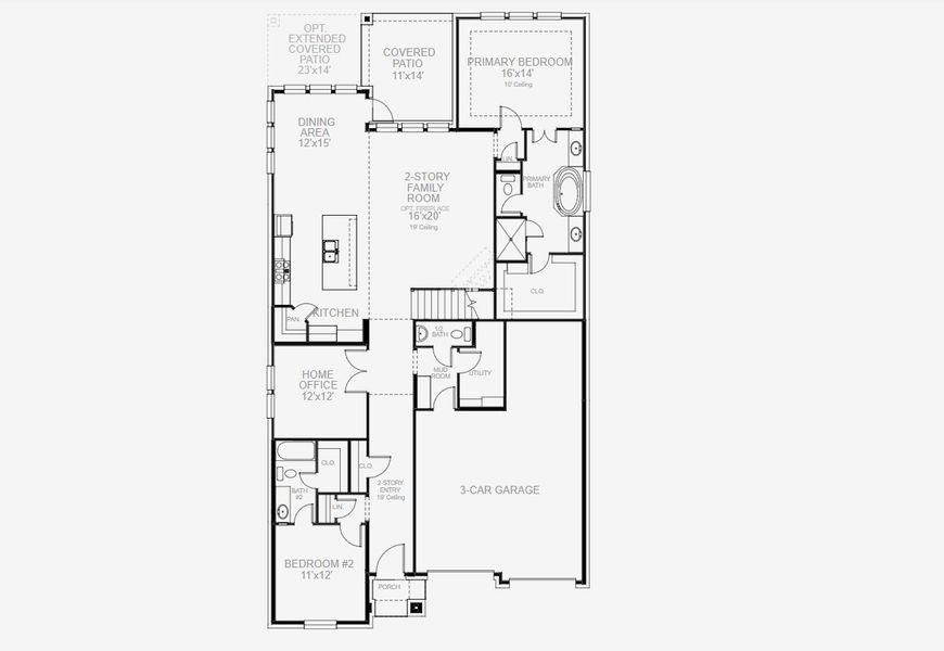 2D floor plan layout of this home in The Heights At Uptown Celina 50', Celina, TX (Image 3).