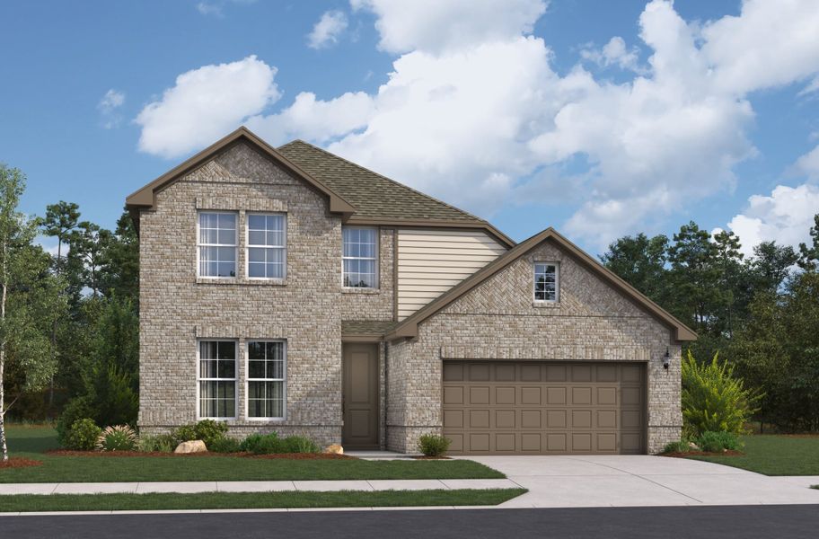 Representative exterior photo of a completed home built from the Salado by Beazer Homes in Venado Crossing, Cibolo, TX (Image 1). Representative exterior photo of a completed home built from the Salado by Beazer Homes in Venado Crossing, Cibolo, TX (Image 1).