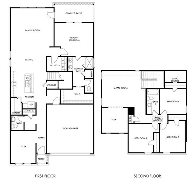 2D floor plan layout of this home in Lakehaven - Signature Series, Farmersville, TX (Image 2).
