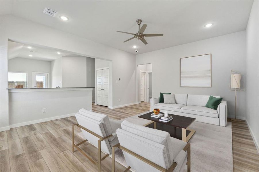 Living room in the Amber home plan by Trophy Signature Homes – REPRESENTATIVE PHOTO