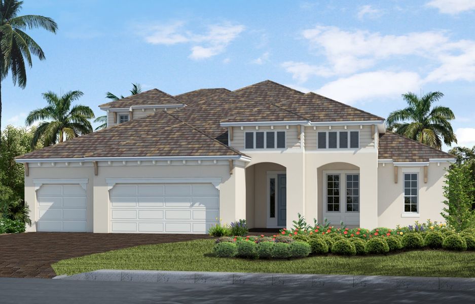 Representative exterior photo of a completed home built from the Kiawah 2 by Neal Communities in Boca Royale Golf & Country Club at Wellen Park, Englewood, FL (Image 21).