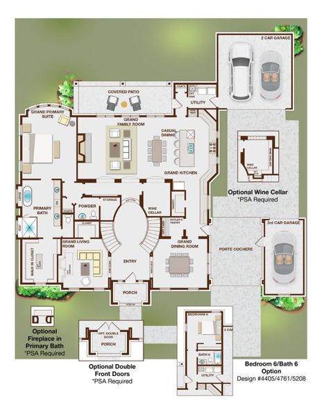 2D floor plan layout for the Hampton III by Grand Homes in Whitestone Estates, Parker, TX (Image 4).