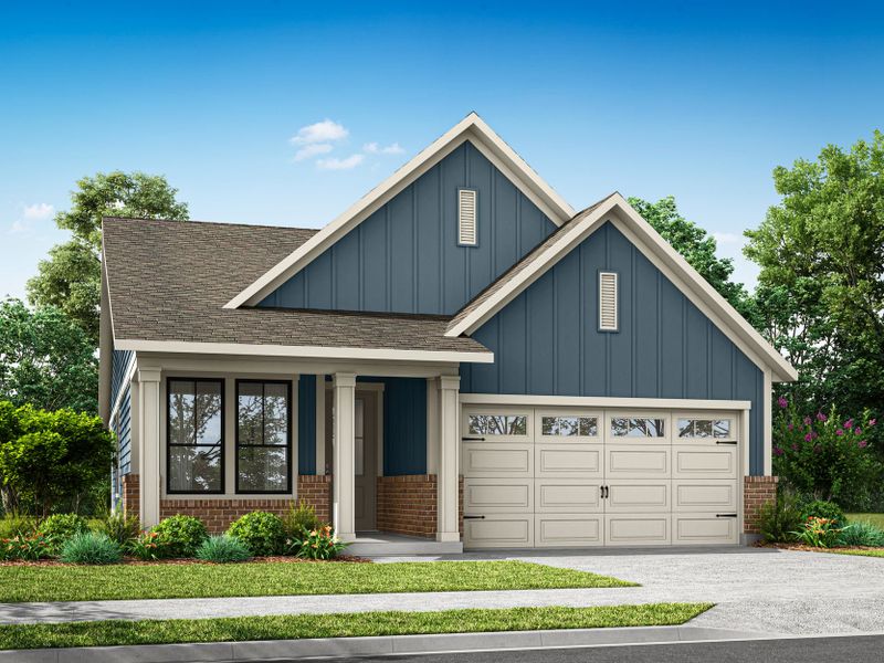 Representative exterior photo of a completed home built from the Hickory Hill by Tri Pointe Homes in Altis At Serenity | A 55+ Community, Fuquay Varina, NC (Image 22). Representative exterior photo of a completed home built from the Hickory Hill by Tri Pointe Homes in Altis At Serenity | A 55+ Community, Fuquay Varina, NC (Image 22).