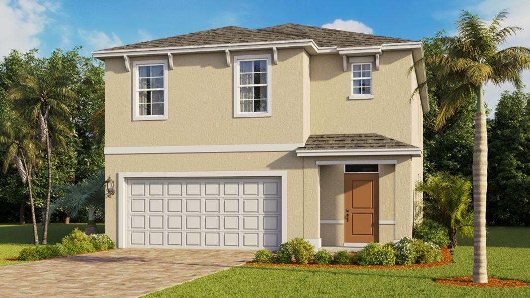 Representative exterior photo of a completed home built from the Robie by D.R. Horton in Coral Bay - Express & Tradition, North Fort Myers, FL (Image 21). Representative exterior photo of a completed home built from the Robie by D.R. Horton in Coral Bay - Express & Tradition, North Fort Myers, FL (Image 21).