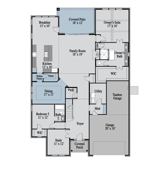 2D floor plan layout of this home in Cambridge Crossing, Celina, TX (Image 1). 2D floor plan layout of this home in Cambridge Crossing, Celina, TX (Image 1).