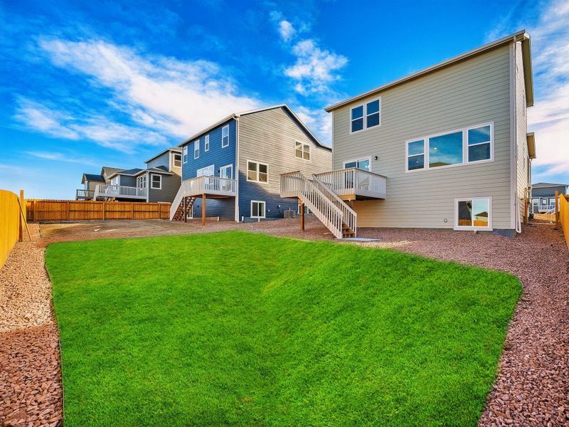 Exterior details and patio area of a home in Ridge at Lorson Ranch, Colorado Springs (Image 22).