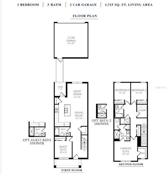 2D floor plan layout of this home in Serenade at Ovation, Winter Garden, FL (Image 4).