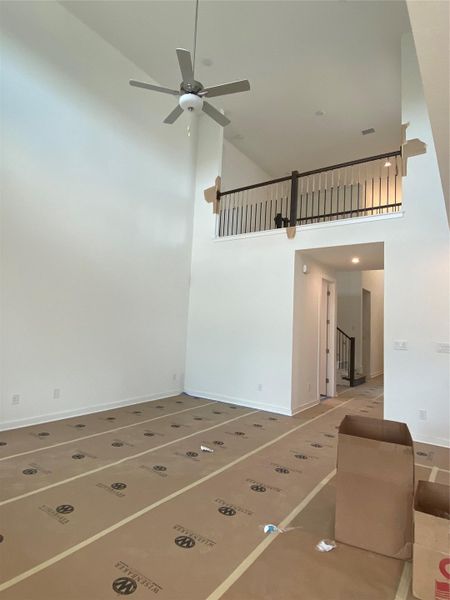 Family Room with soaring ceiling