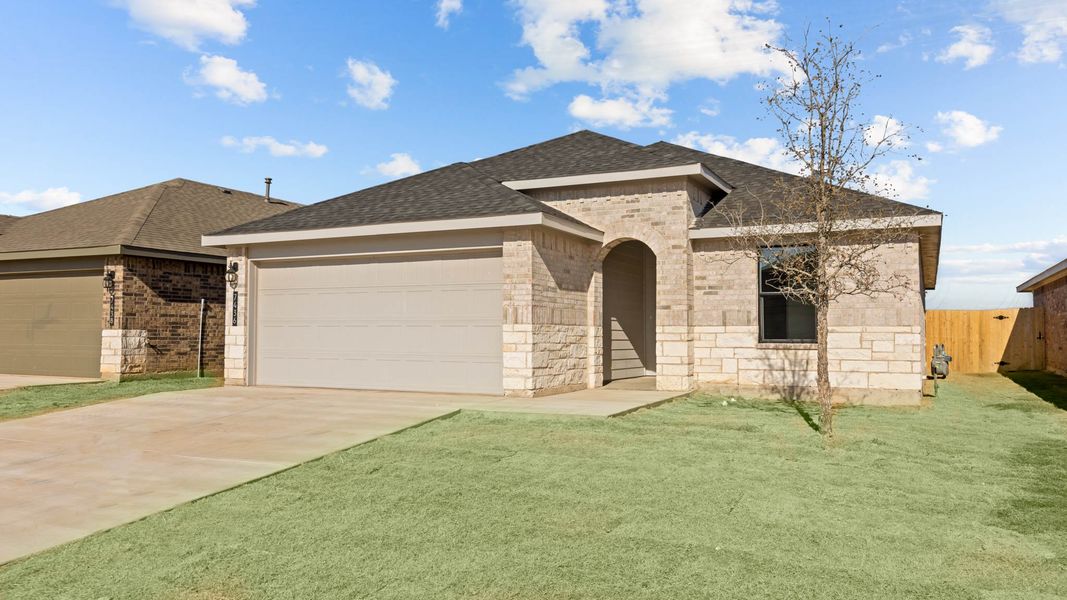 Representative exterior photo of a completed home built from the The Baxter by D.R. Horton in Terra Vista, Lubbock, TX (Image 2). Representative exterior photo of a completed home built from the The Baxter by D.R. Horton in Terra Vista, Lubbock, TX (Image 2).