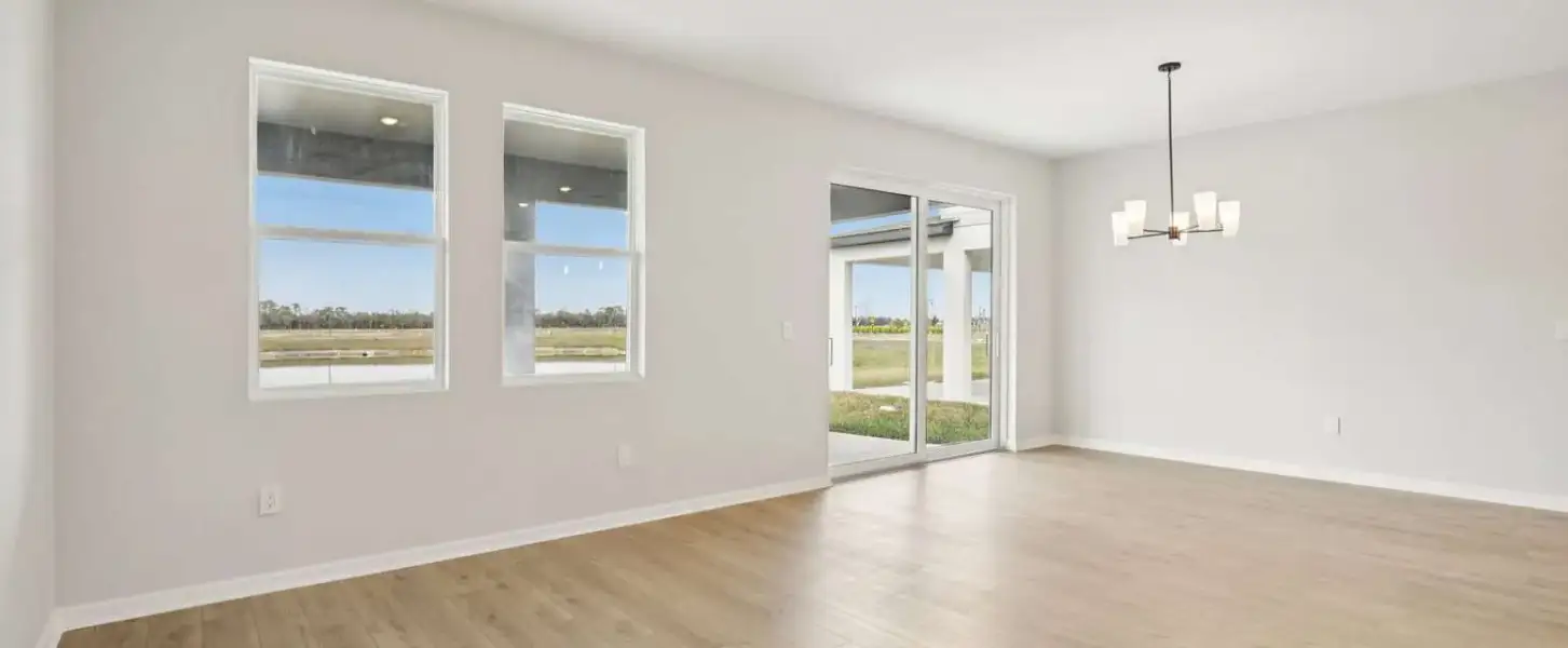 Open concept dining and family room space perfect for entertaining - Representative images and renderings are for illustrative purposes. Actual structural options and design finishes of home may vary.