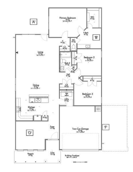 2D floor plan layout for the The 1818 by Stylecraft Builders in South Pointe, Temple, TX (Image 3).