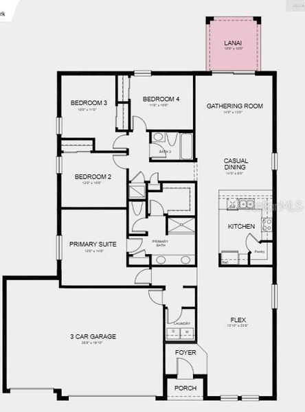 2D floor plan layout of this home in Brookland Park, Auburndale, FL (Image 2). 2D floor plan layout of this home in Brookland Park, Auburndale, FL (Image 2).