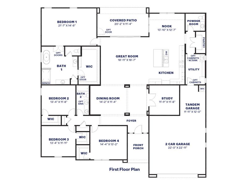 2D floor plan layout of this home in Zanjero Pass, Waddell, AZ (Image 4).