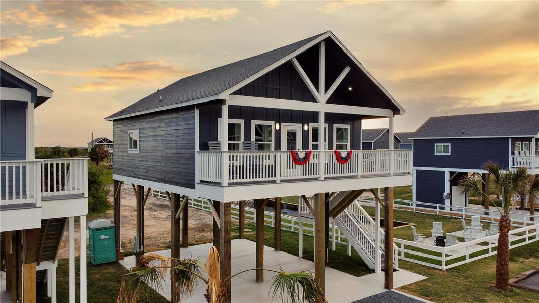 Front exterior of a new home in , Crystal Beach, TX, highlighting curb appeal (Image 26).