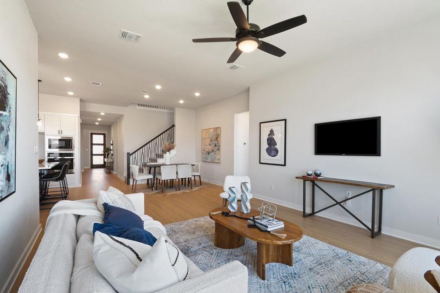 Furnished interior view inside a new home in Park Collection at Lariat, Liberty Hill (Image 17). Furnished interior view inside a new home in Park Collection at Lariat, Liberty Hill (Image 17).