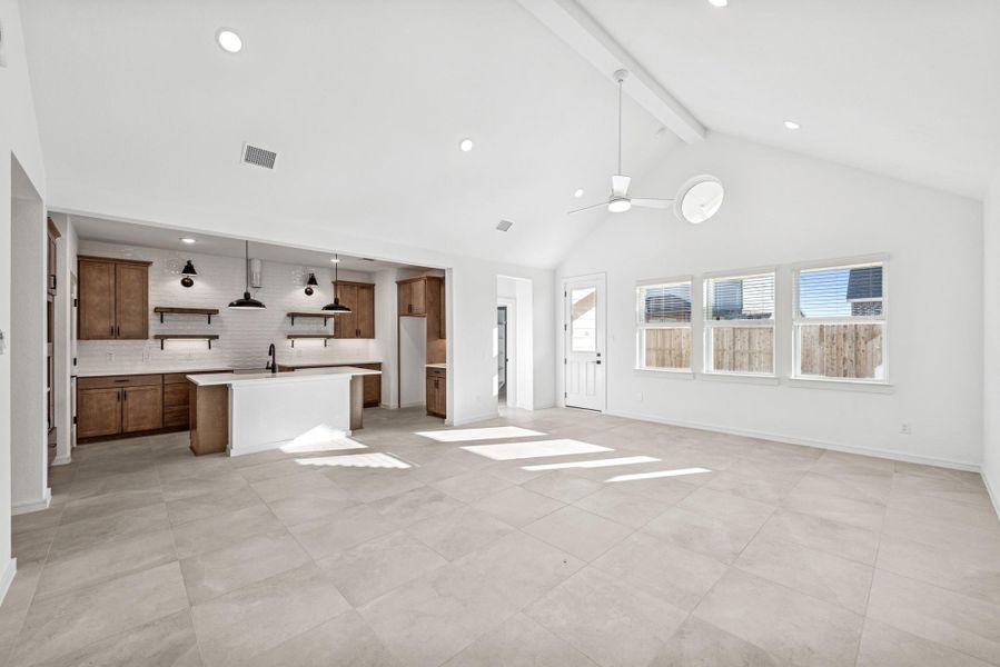 Bright and open living space with vaulted ceilings