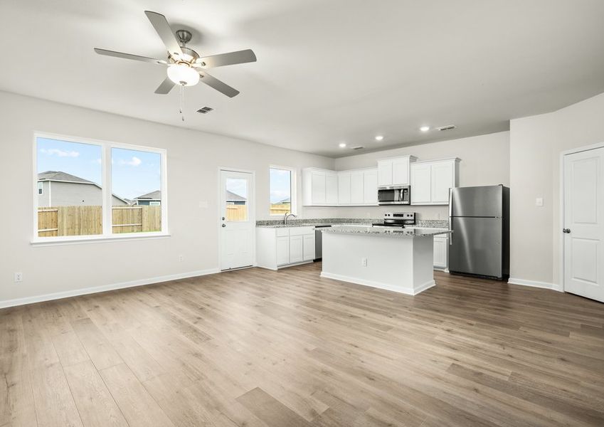The kitchen of the Jaguar sits right off of the family room. The kitchen of the Jaguar sits right off of the family room.