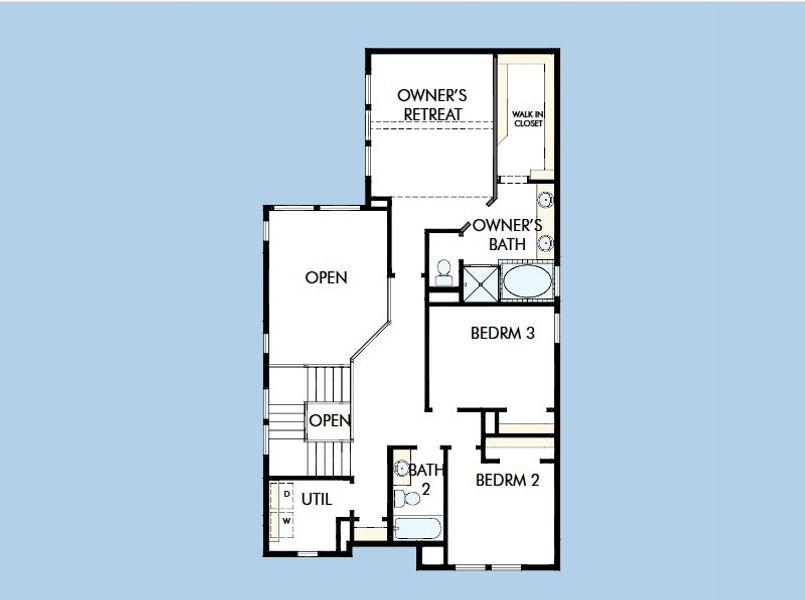 2D floor plan layout for the The Hewlett by David Weekley Homes in Two Step Farm 42', Montgomery, TX (Image 3).