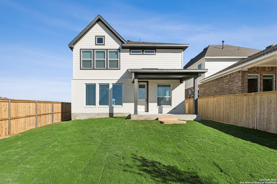 Exterior details and patio area of a home in Mayfair - Select Garden Series, New Braunfels (Image 3).