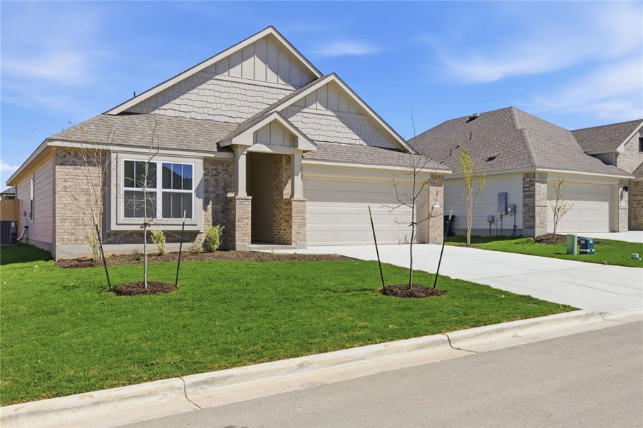 Front exterior of a new home in Calumet, Jarrell, TX, highlighting curb appeal (Image 19).