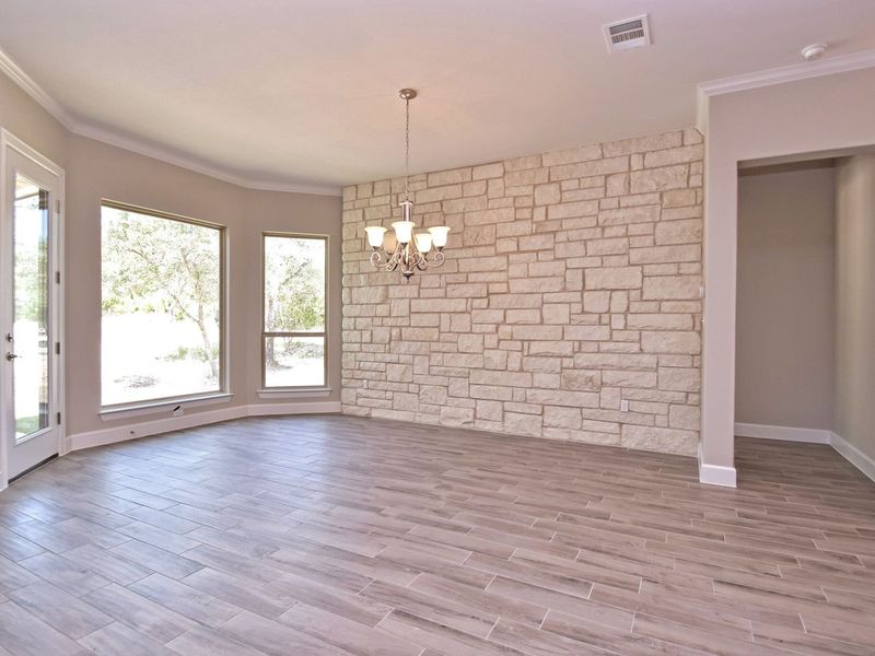 Representative unfurnished interior of a home built from the San Simeon I by Giddens Homes in Clearwater Ranch, Liberty Hill (Image 410).