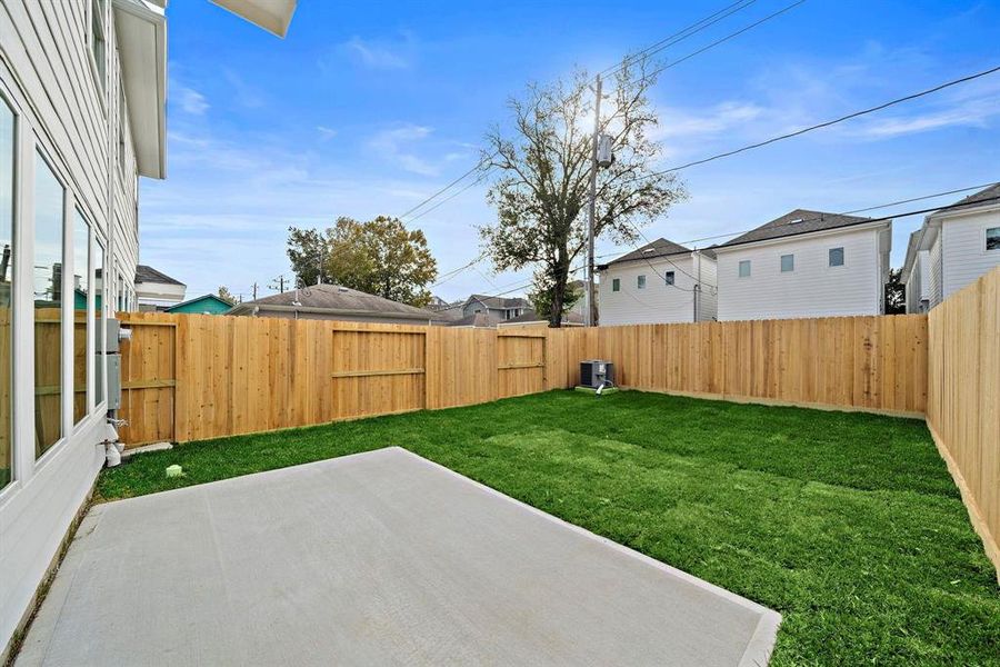 These are photos of a previously built home. Backyard of this home is larger. 35' x 35' to the fence and 70' x 11' side yard.