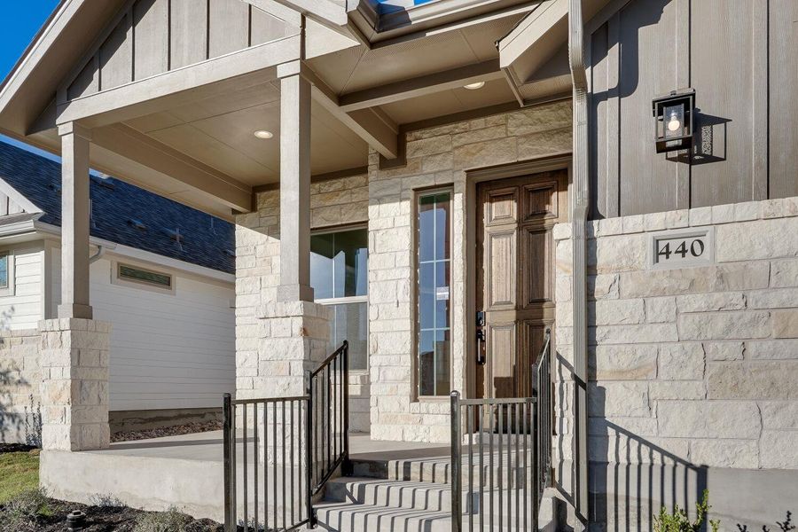 Exterior details and patio area of a home in The Porch at Du Pre, Buda (Image 11). Exterior details and patio area of a home in The Porch at Du Pre, Buda (Image 11).