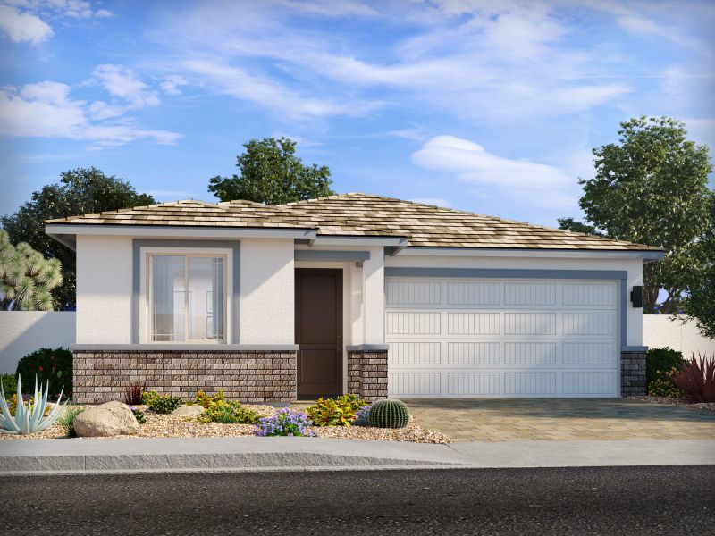 Representative exterior photo of a completed home built from the Jubilee by Meritage Homes in Meritage Homes by Teravalis - Estate Series, Buckeye, AZ (Image 22). Representative exterior photo of a completed home built from the Jubilee by Meritage Homes in Meritage Homes by Teravalis - Estate Series, Buckeye, AZ (Image 22).