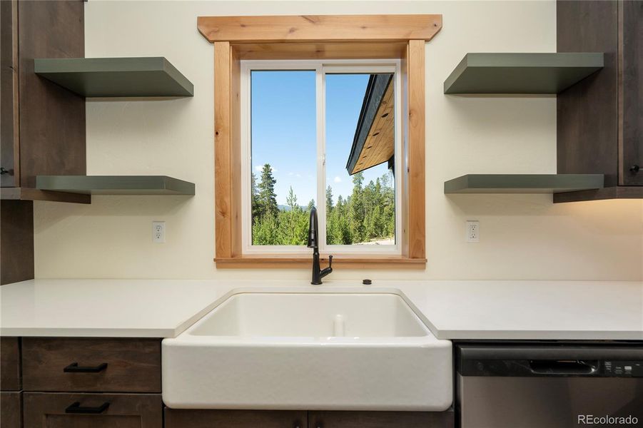 Farm sink kitchen view