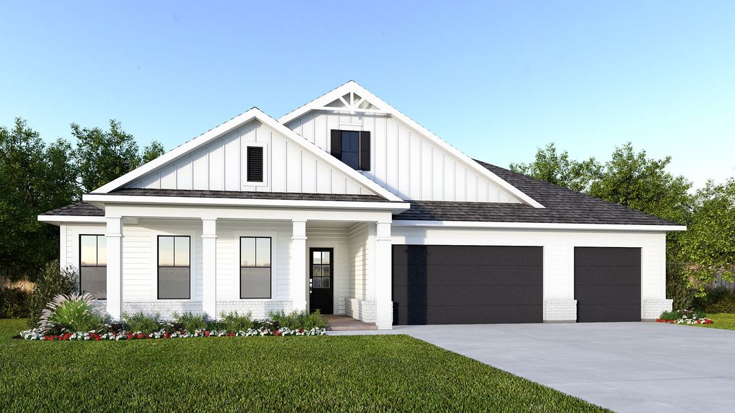 Representative exterior photo of a completed home built from the 3163MC by MasterCraft Builder Group in SilverLeaf, St. Augustine, FL (Image 6).