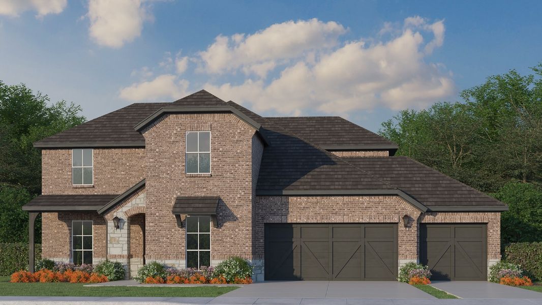 Plan 1689 Elevation B with Stone & 3 Car Garage Plan 1689 Elevation B with Stone & 3 Car Garage