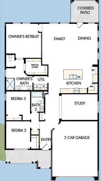 2D floor plan layout for the The Amphora by David Weekley Homes in Tavolo at Soleo, San Tan Valley, AZ (Image 3). 2D floor plan layout for the The Amphora by David Weekley Homes in Tavolo at Soleo, San Tan Valley, AZ (Image 3).