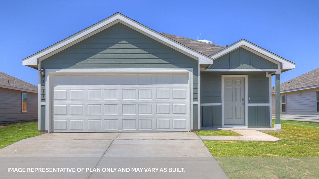 Front exterior of a new home in Sunset Oaks, Maxwell, TX, highlighting curb appeal (Image 1). Front exterior of a new home in Sunset Oaks, Maxwell, TX, highlighting curb appeal (Image 1).