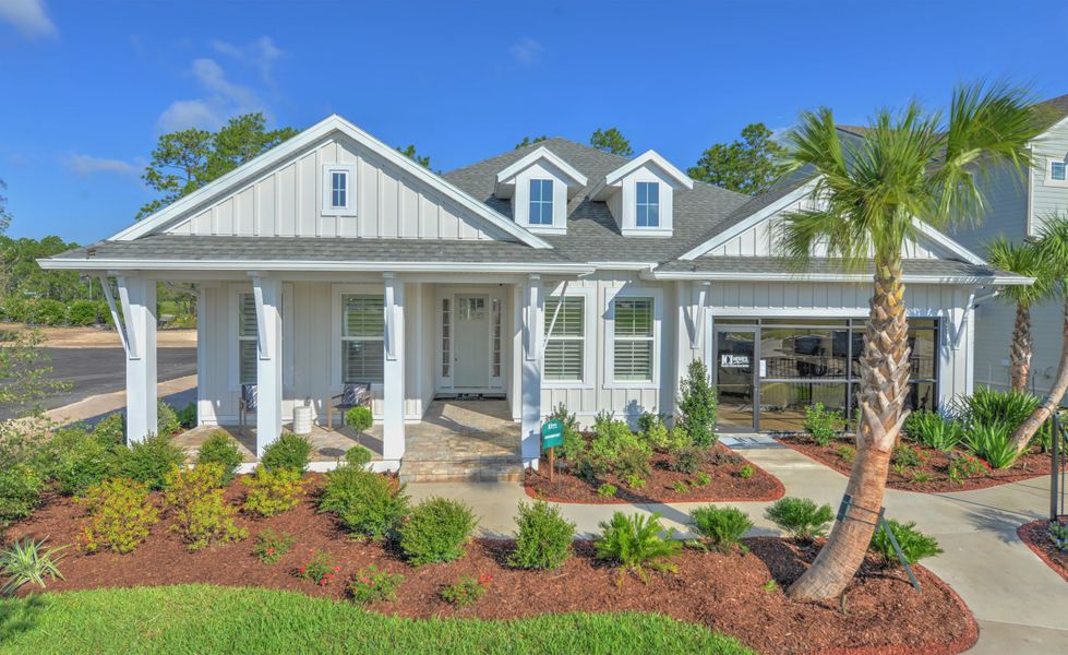 Front exterior of a new home in Seven Pines, Jacksonville, FL, highlighting curb appeal (Image 1). Front exterior of a new home in Seven Pines, Jacksonville, FL, highlighting curb appeal (Image 1).