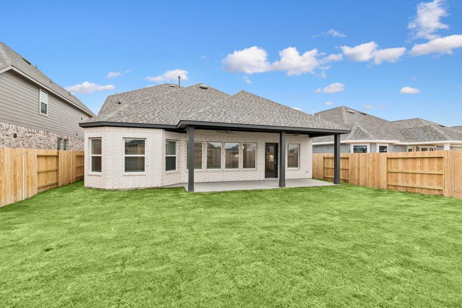 Exterior details and patio area of a home in Sorella, Tomball (Image 11).