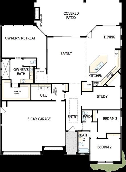 2D floor plan layout of this home in Canyon Views – 70’ Sunrise Series, Litchfield Park, AZ (Image 5).