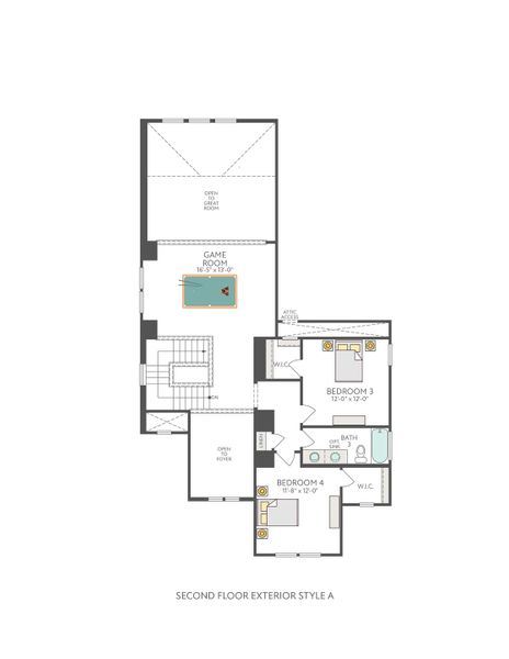 2D floor plan layout of this home in Lagos Reserve, Manor, TX (Image 4).