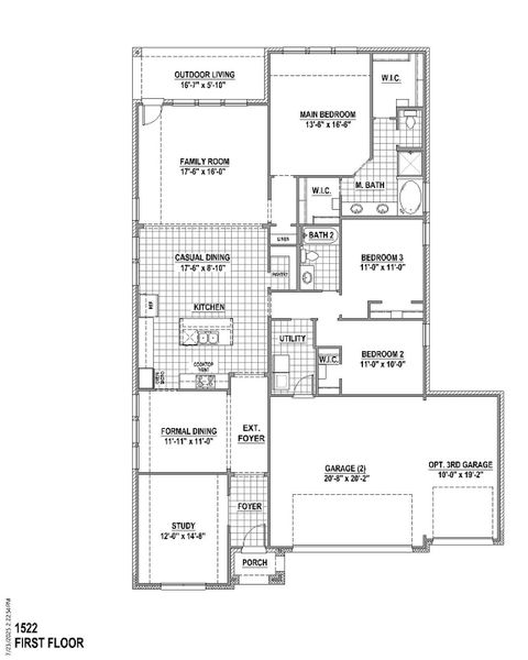 Plan 1522 1st Floor (3 Car)